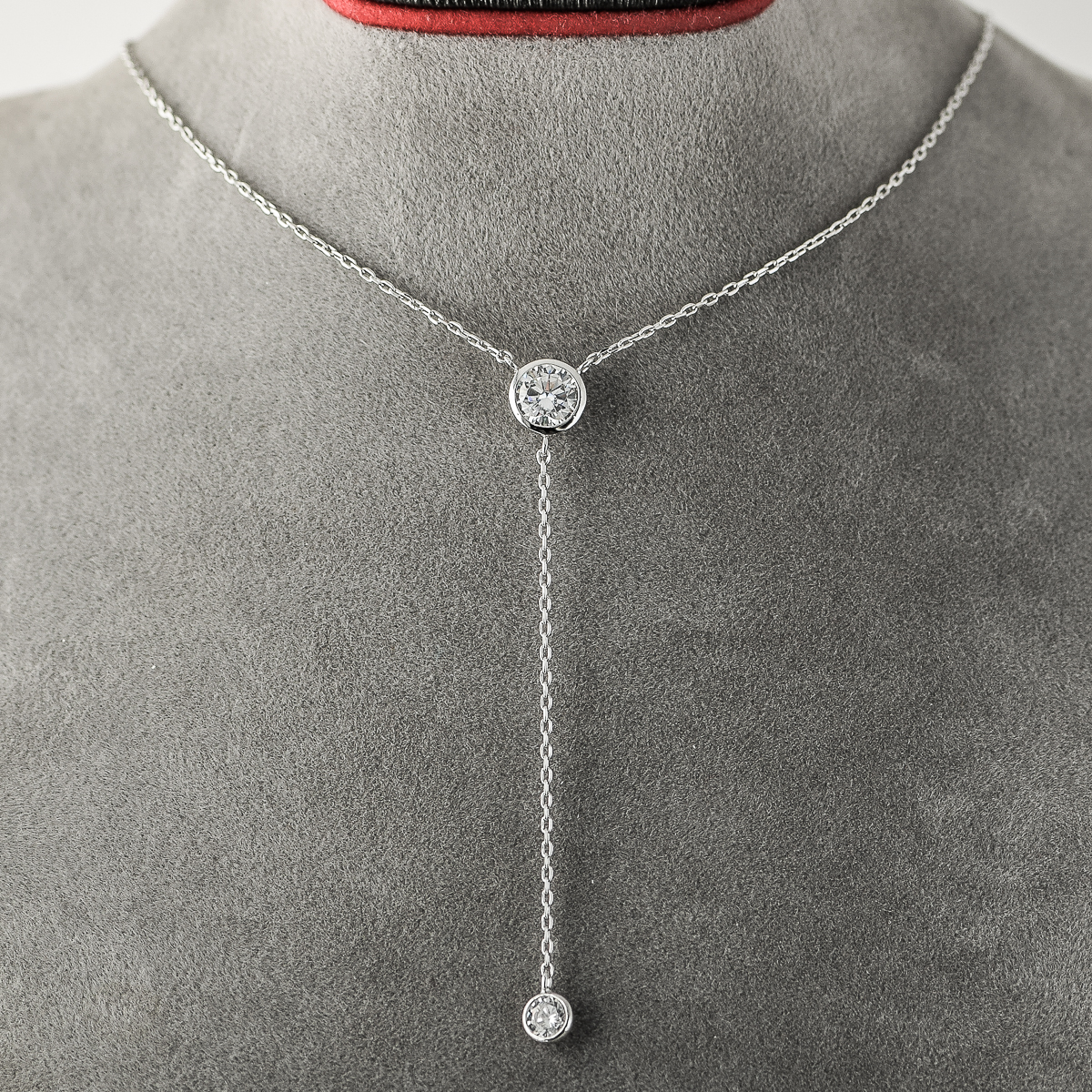 Sterling Silver and Cubic Zirconia Drop Necklace