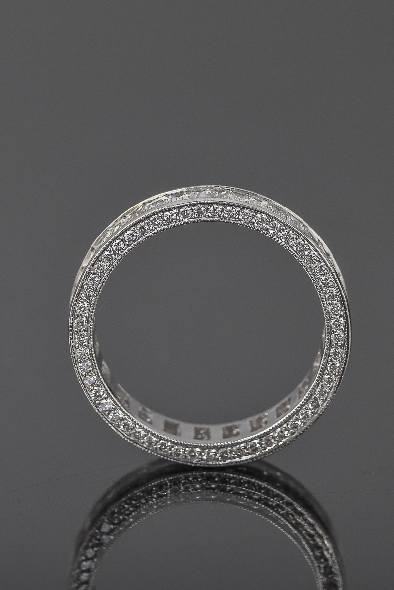 18K White Gold and 4.16 CTW Diamond Eternity Ring