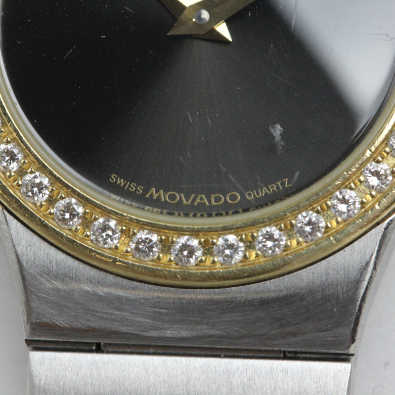 Movado 18K Yellow Gold, Stainless Steel, and Diamond Women's Watch
