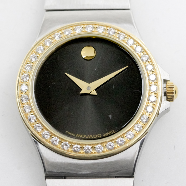 Movado 18K Yellow Gold, Stainless Steel, and Diamond Women's Watch