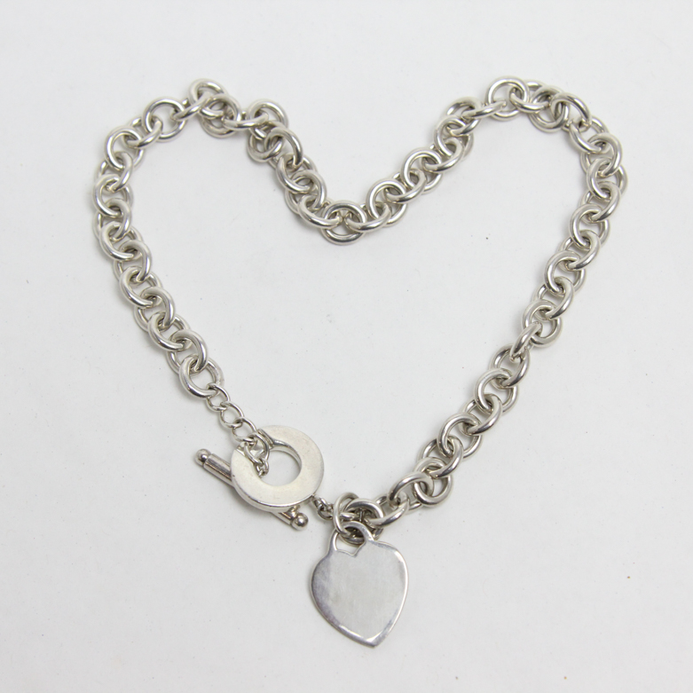 Tiffany & Co. Sterling Silver Heart Charm Necklace