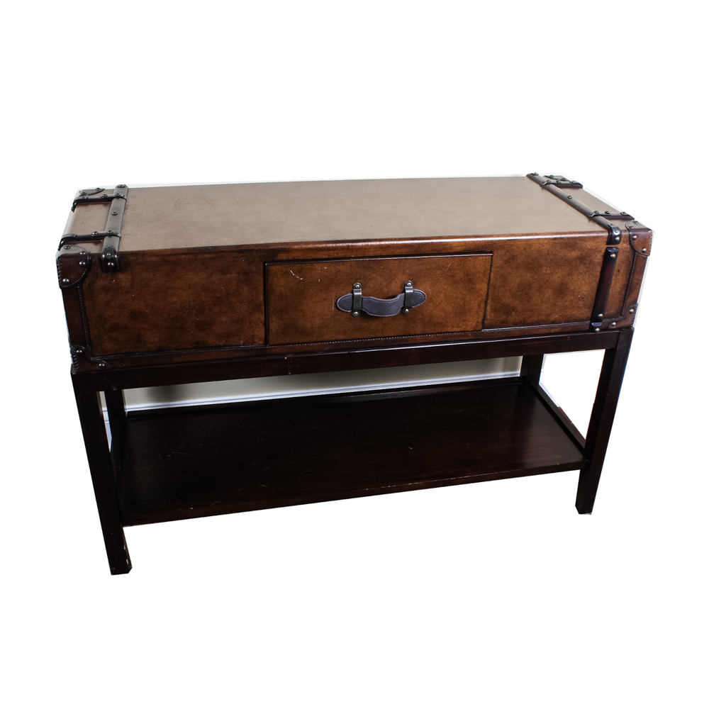 Leather Accented Hall Table