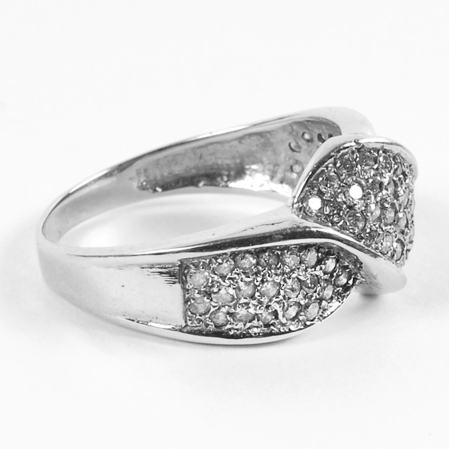 14K White Gold and Diamond Ring