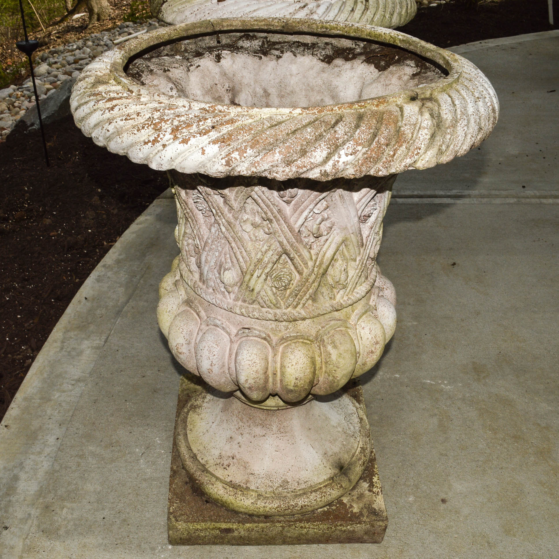 Pair of Faux Concrete Urn Planters