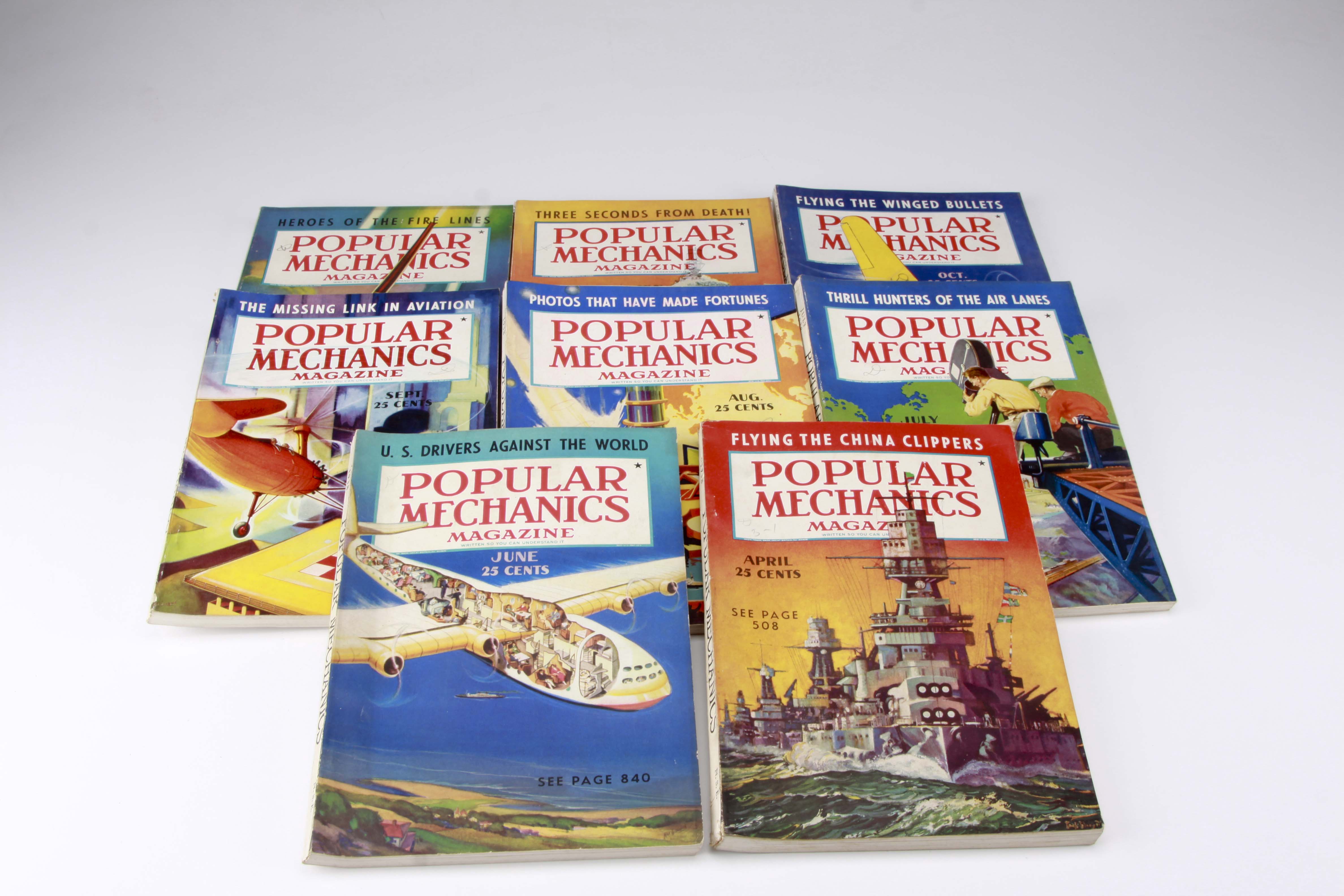 Group of 1938 "Popular Mechanics" Magazines