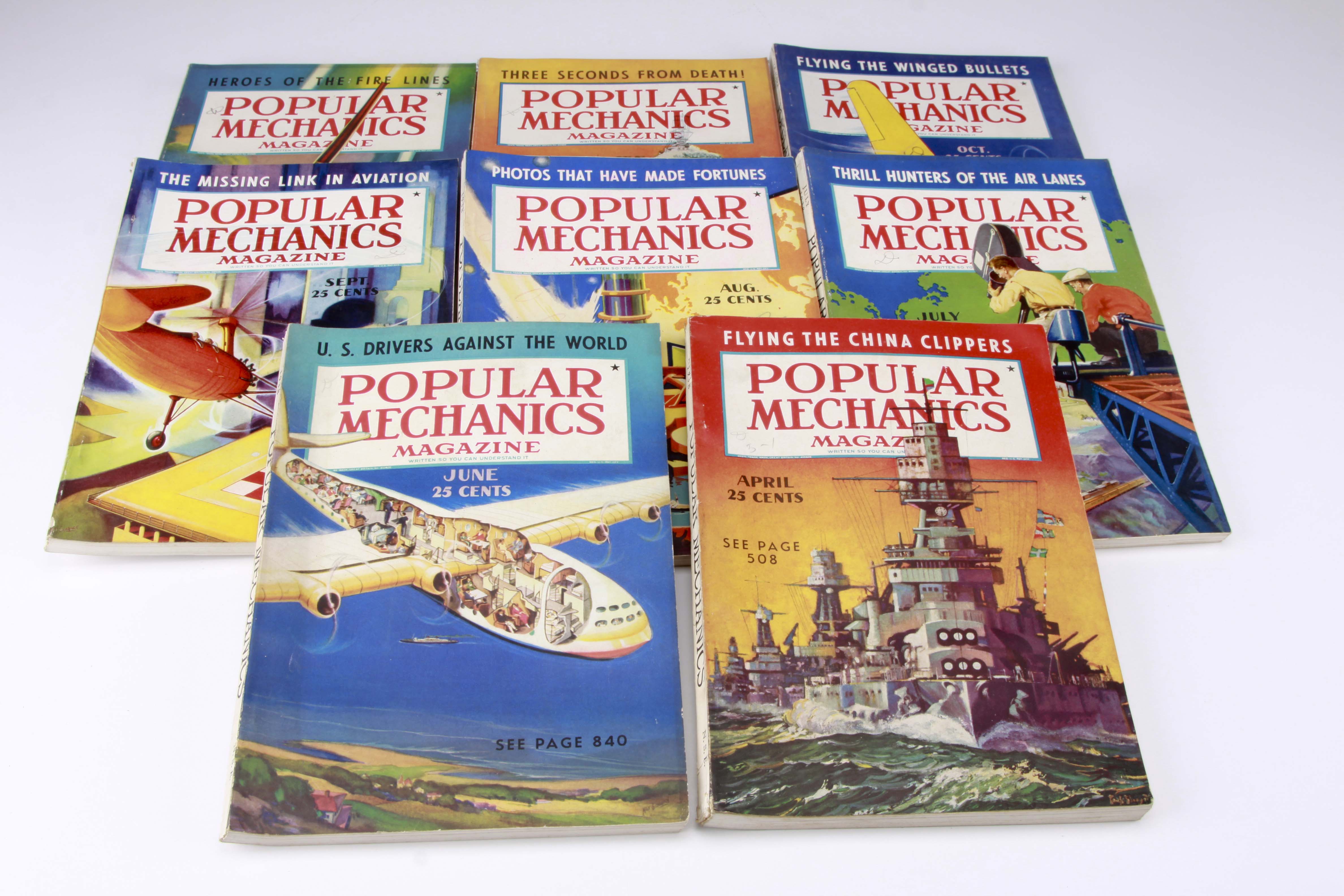 Group of 1938 "Popular Mechanics" Magazines