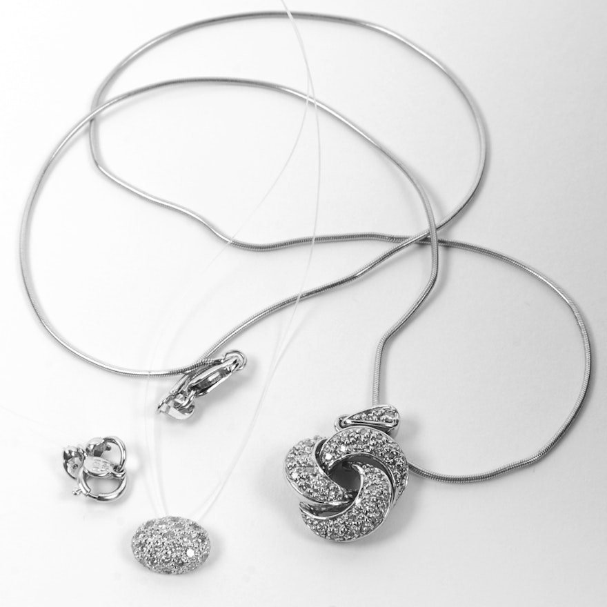 Pair of White Gold and Diamond Necklaces