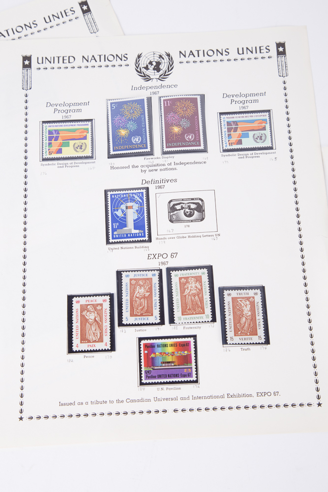 United Nations Postal Stamps including First Day Covers