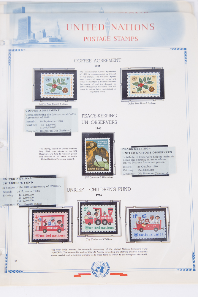 United Nations Postal Stamps including First Day Covers
