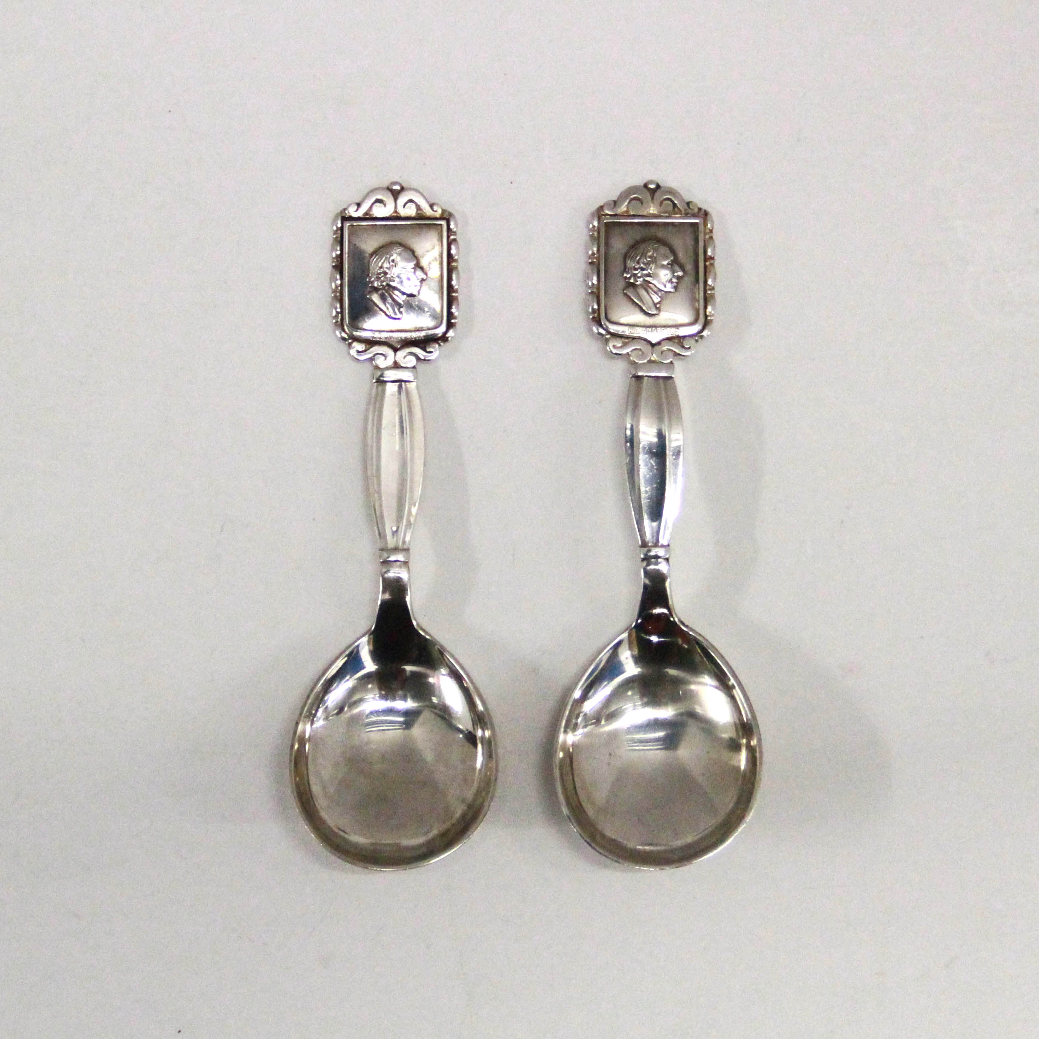 Bernhard Hertz Danish Sterling Spoons With  Hans Christian Andersen Medallions
