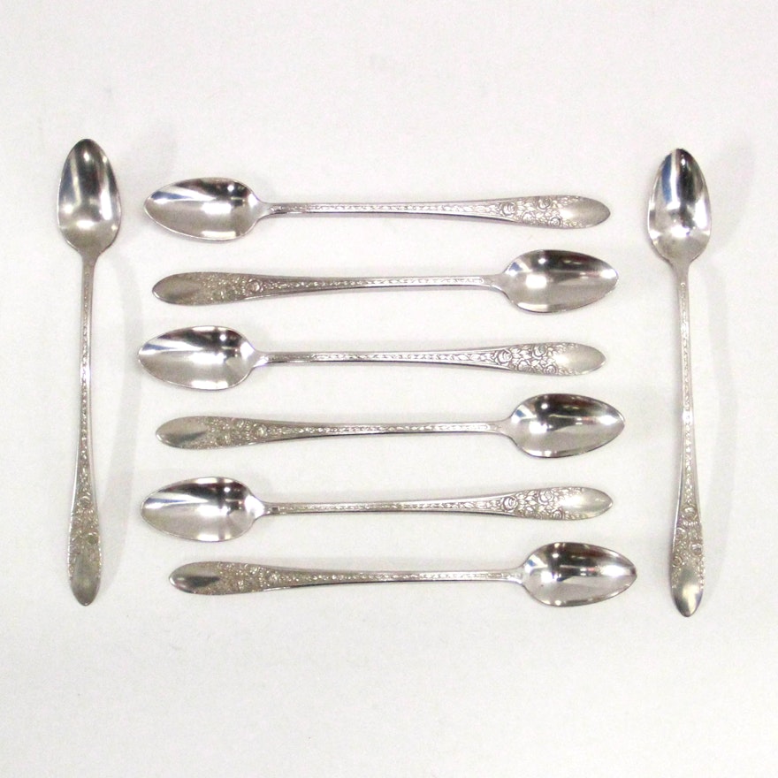 1937 National Silver Co. "Rose and Leaf" Iced Tea Spoons