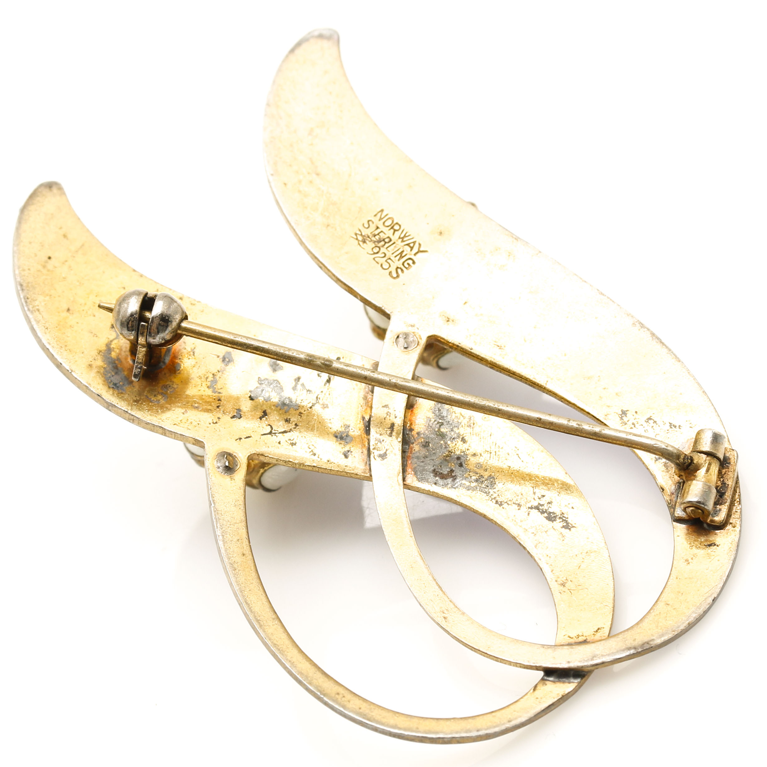 Aksel Holmsen Sterling Silver Enamel Floral Bud Brooch