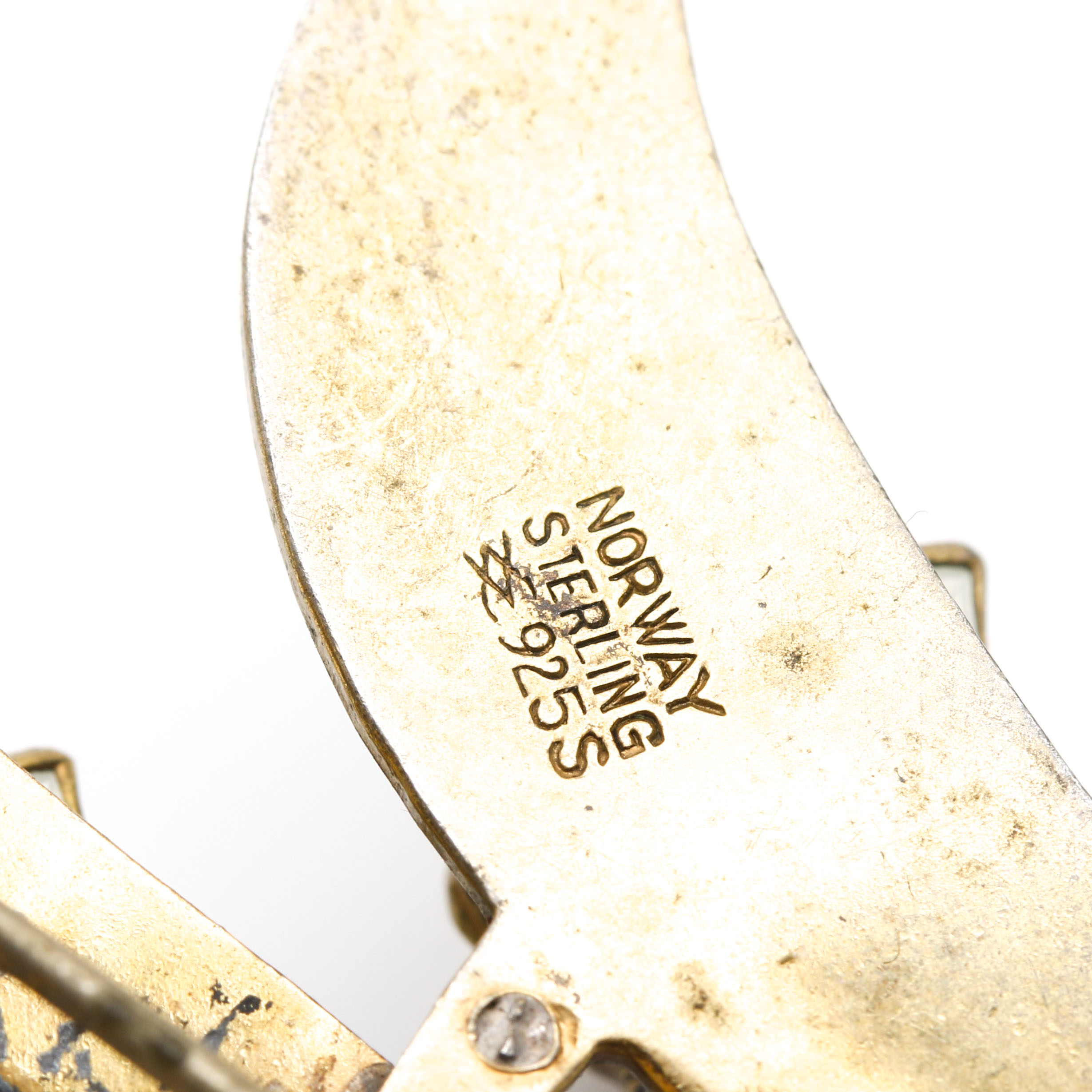 Aksel Holmsen Sterling Silver Enamel Floral Bud Brooch