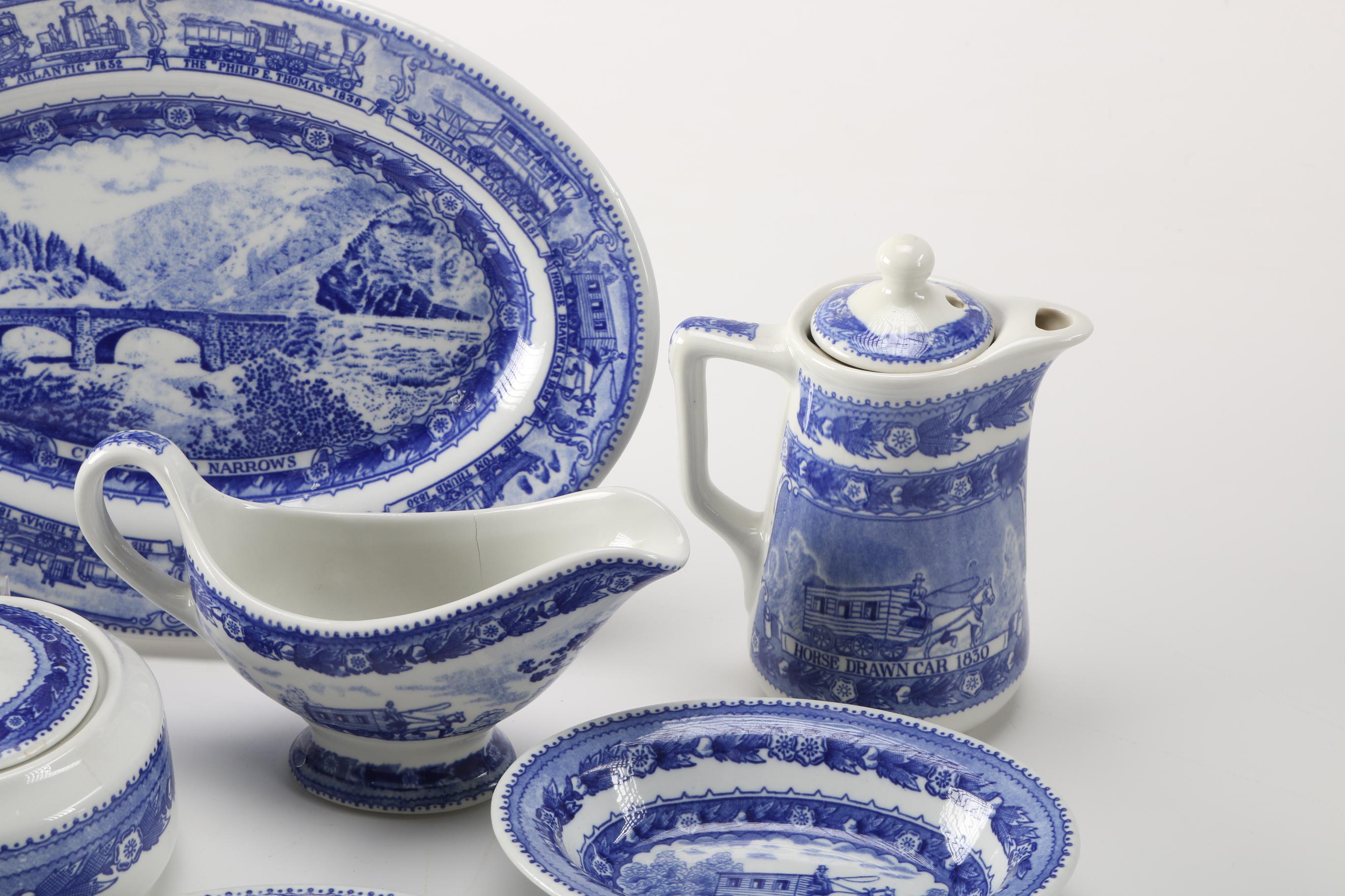 Baltimore and Ohio Railroad Blue Tableware by Shenango