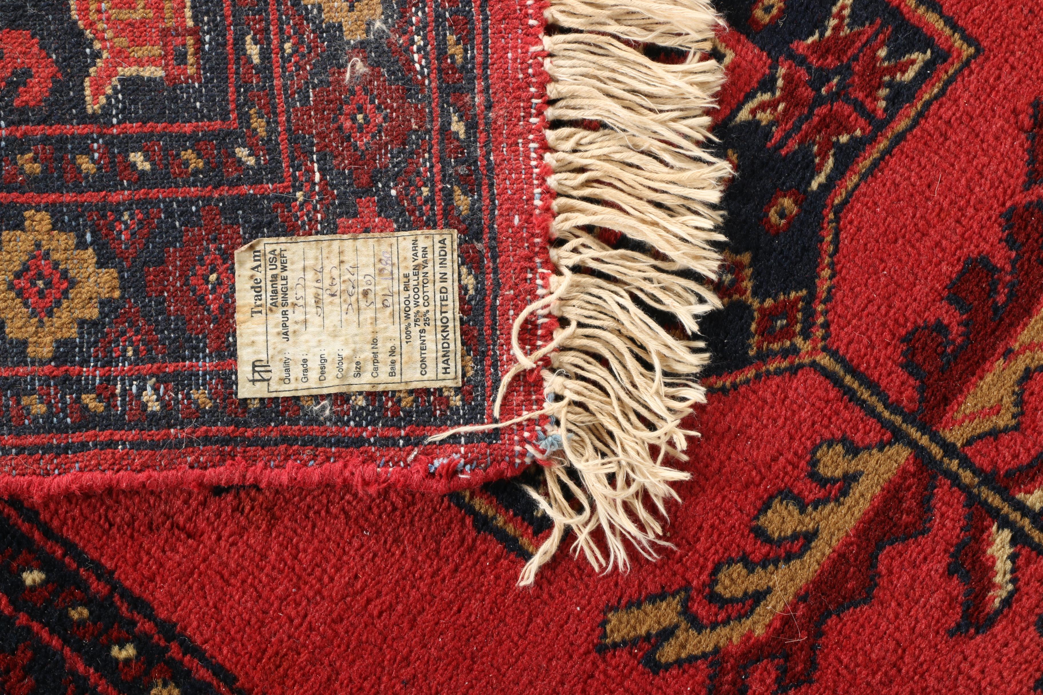 Hand-Knotted Indian Jaipur Area Rug