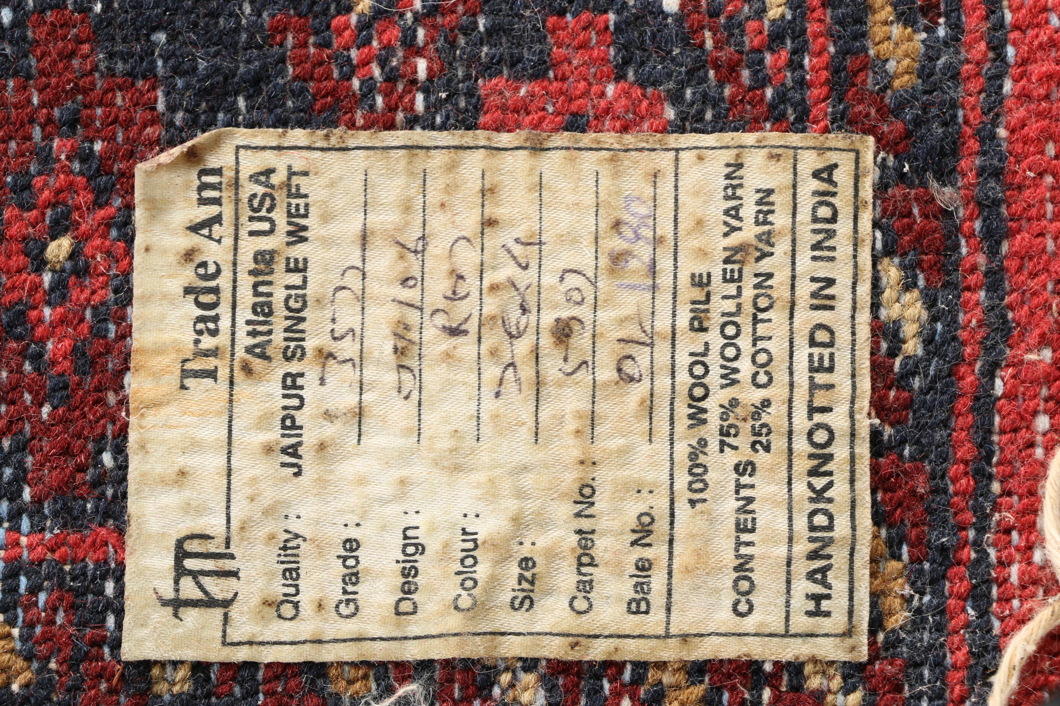 Hand-Knotted Indian Jaipur Area Rug