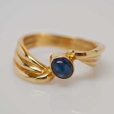 14K Yellow Gold Blue Sapphire Bypass Ring