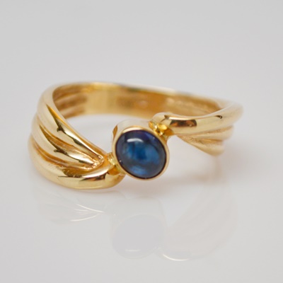 14K Yellow Gold Blue Sapphire Bypass Ring