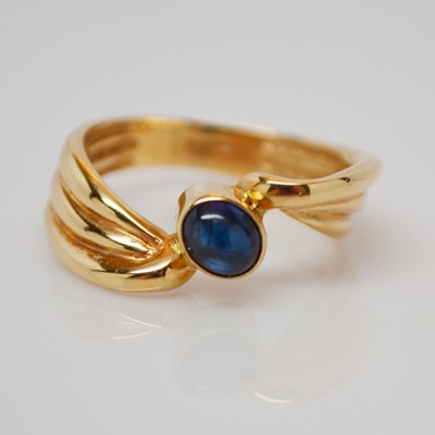 14K Yellow Gold Blue Sapphire Bypass Ring