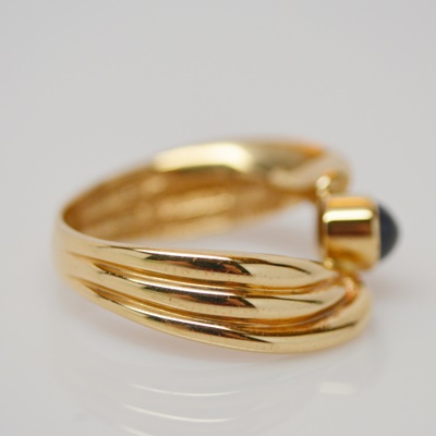 14K Yellow Gold Blue Sapphire Bypass Ring