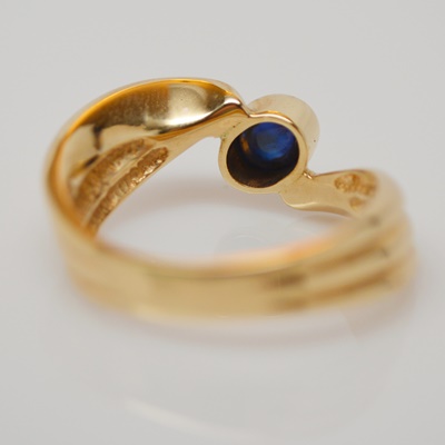 14K Yellow Gold Blue Sapphire Bypass Ring