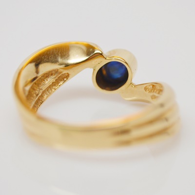 14K Yellow Gold Blue Sapphire Bypass Ring