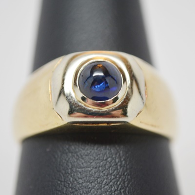 14K Yellow Gold Natural Blue Sapphire Ring