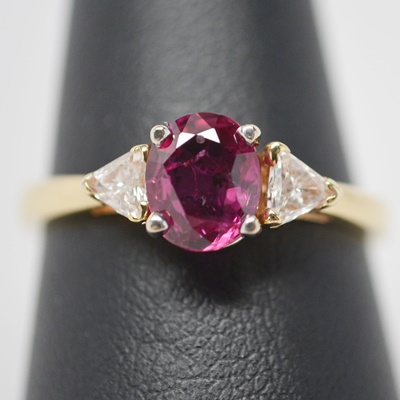 14K Yellow Gold 1.03 CTS Natural Ruby and Diamond Ring