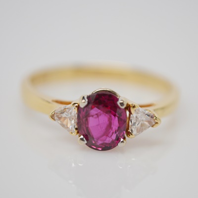 14K Yellow Gold 1.03 CTS Natural Ruby and Diamond Ring
