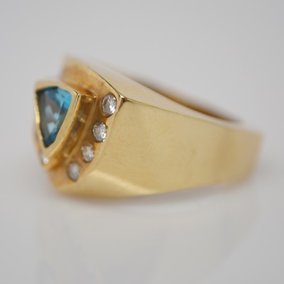 14K Yellow Gold Topaz and Diamond  Ring