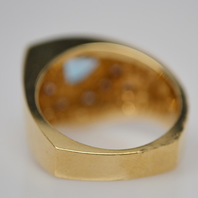 14K Yellow Gold Topaz and Diamond  Ring