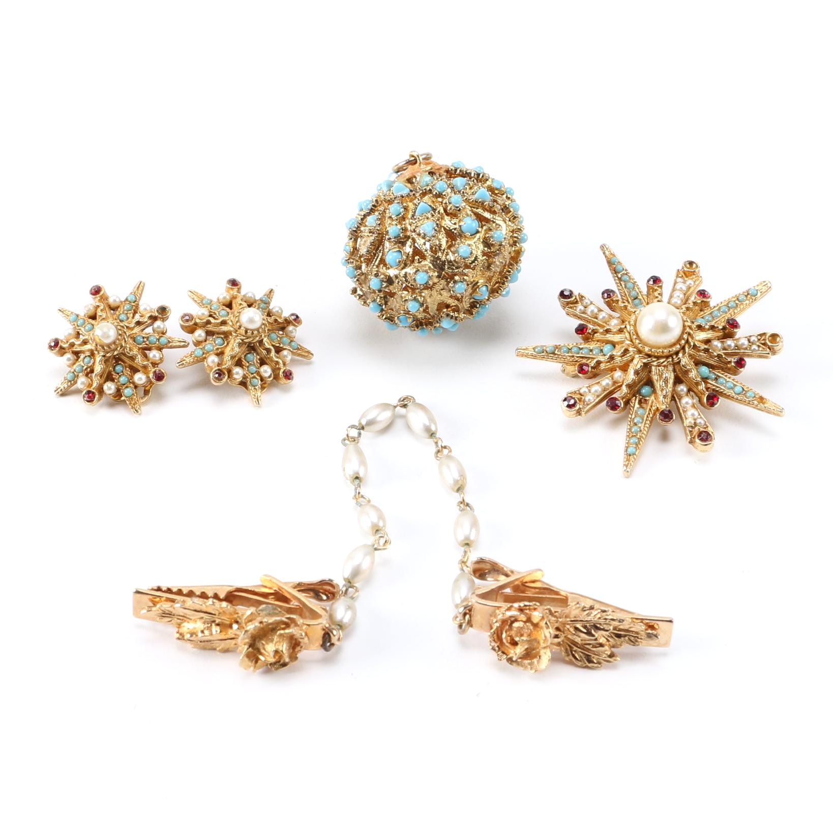 Gold Tone and Rhinestone Statement Jewelry