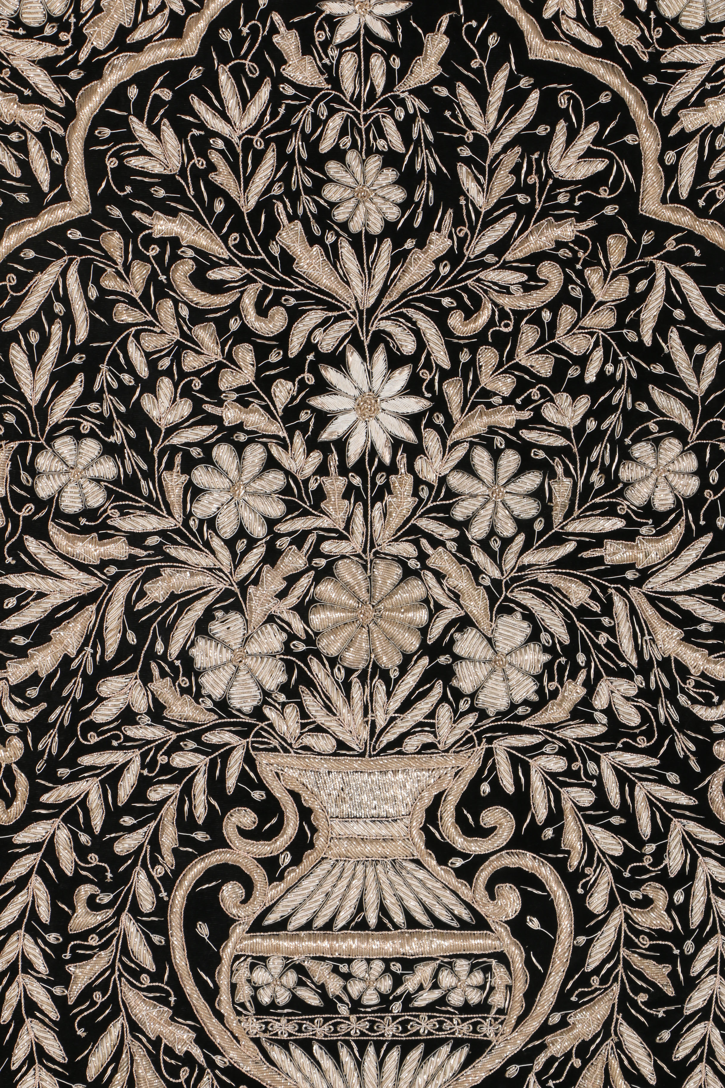 Hand-Stitched Persian-Style Embroidered Velvet Wall Hanging