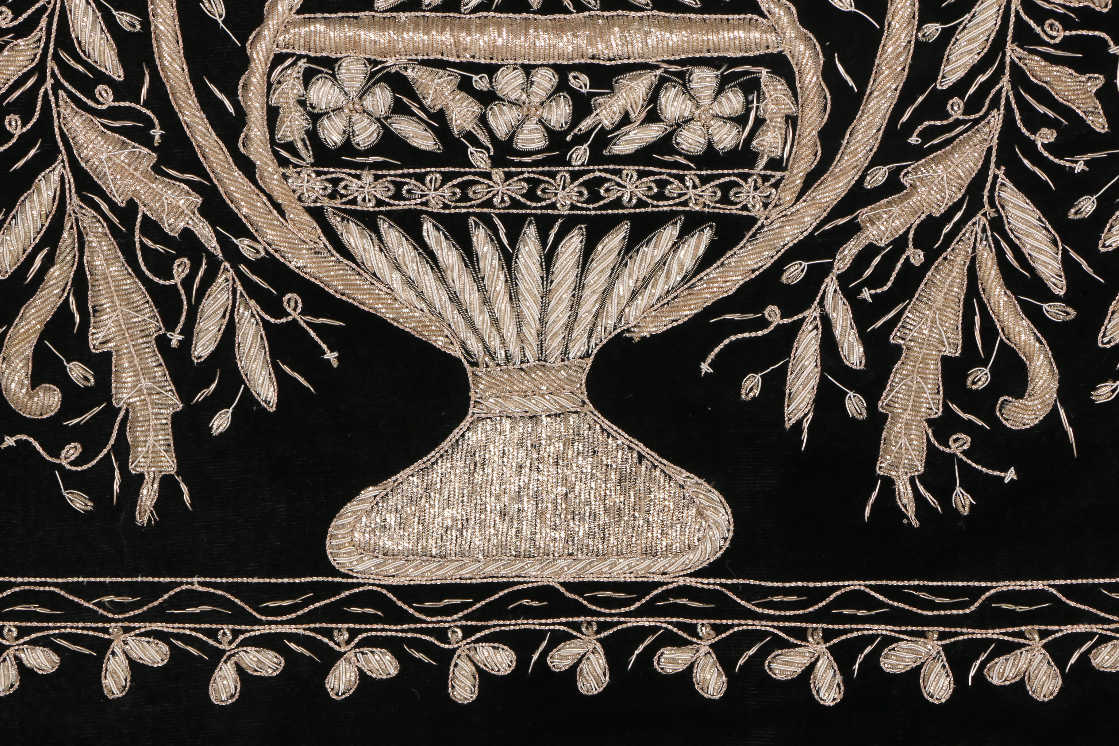 Hand-Stitched Persian-Style Embroidered Velvet Wall Hanging
