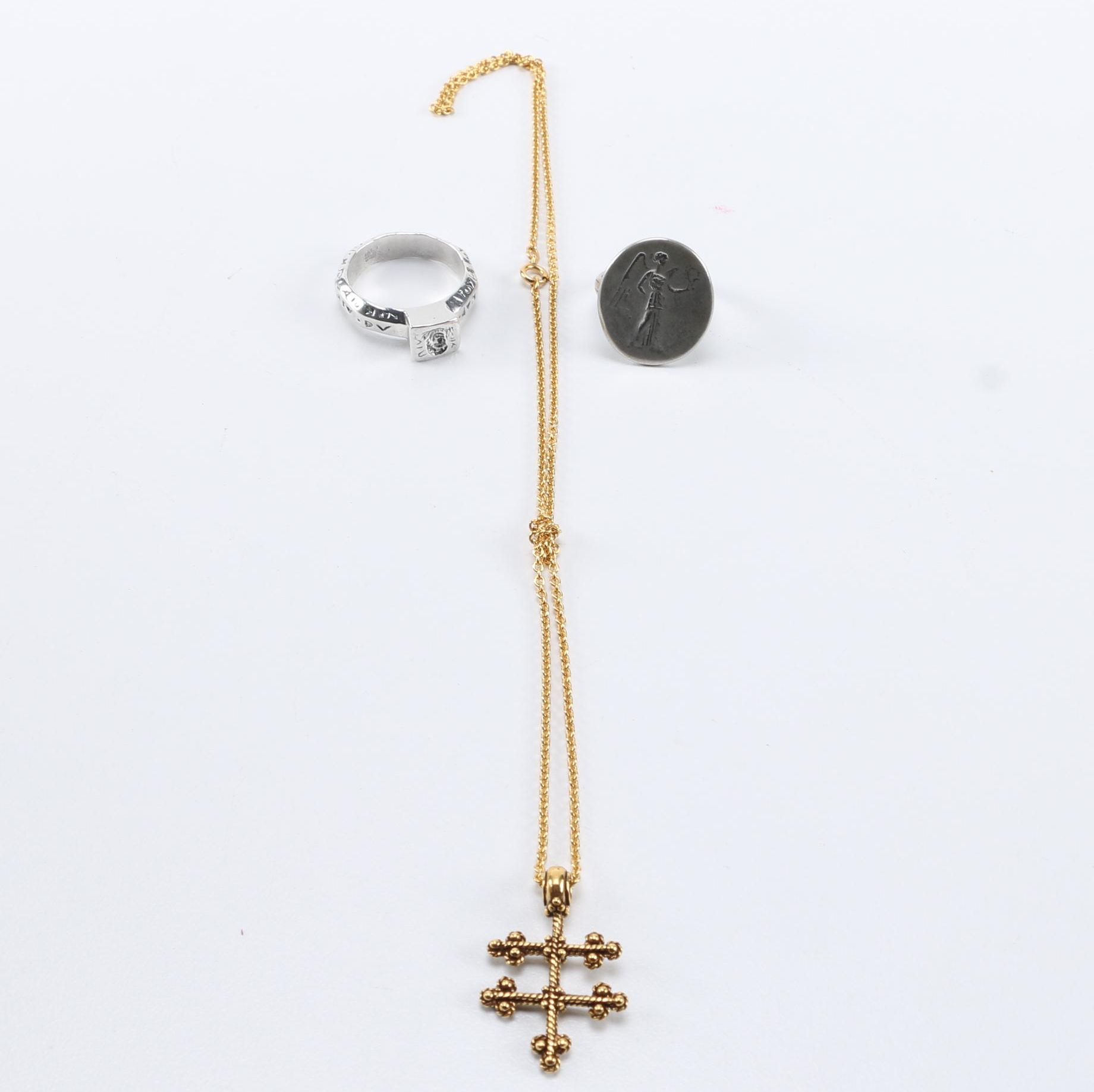 Sterling Silver Rings and Pendant Necklace