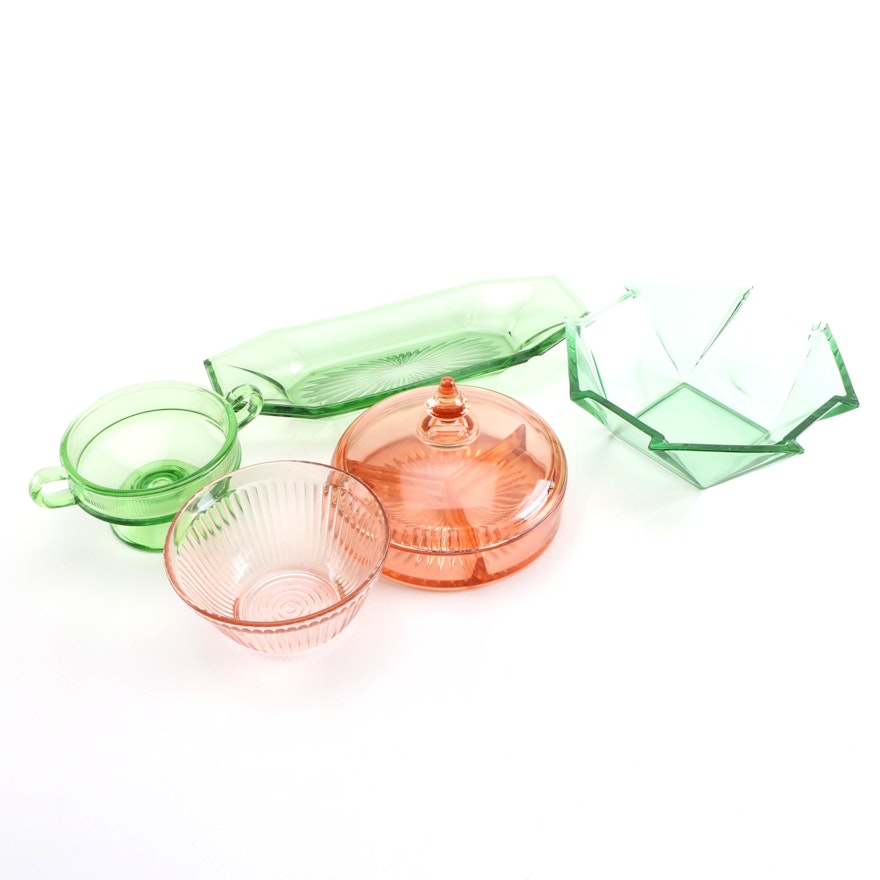 Pink and Green Depression Ware