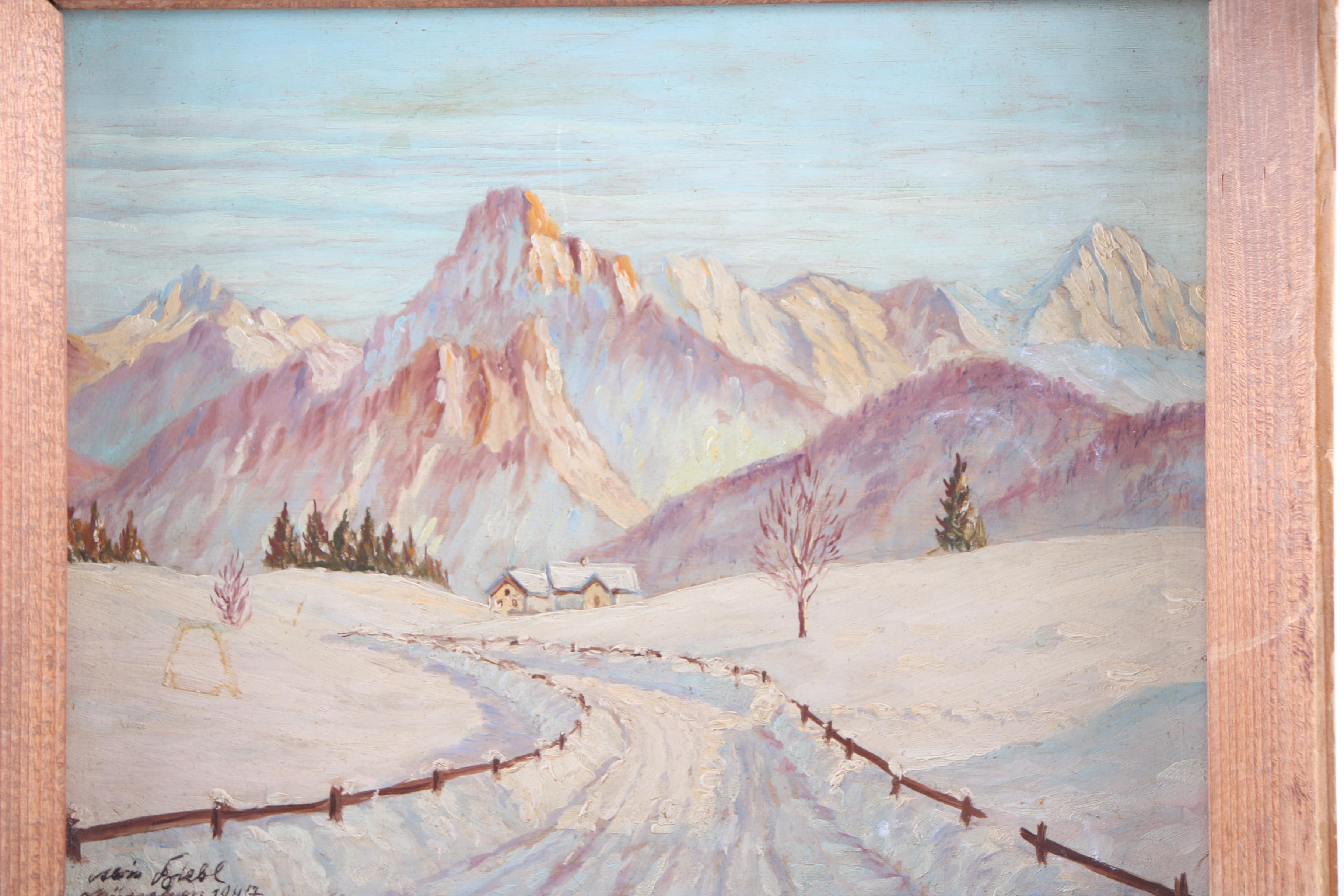 1947 German Oil on Canvas Landscape Painting