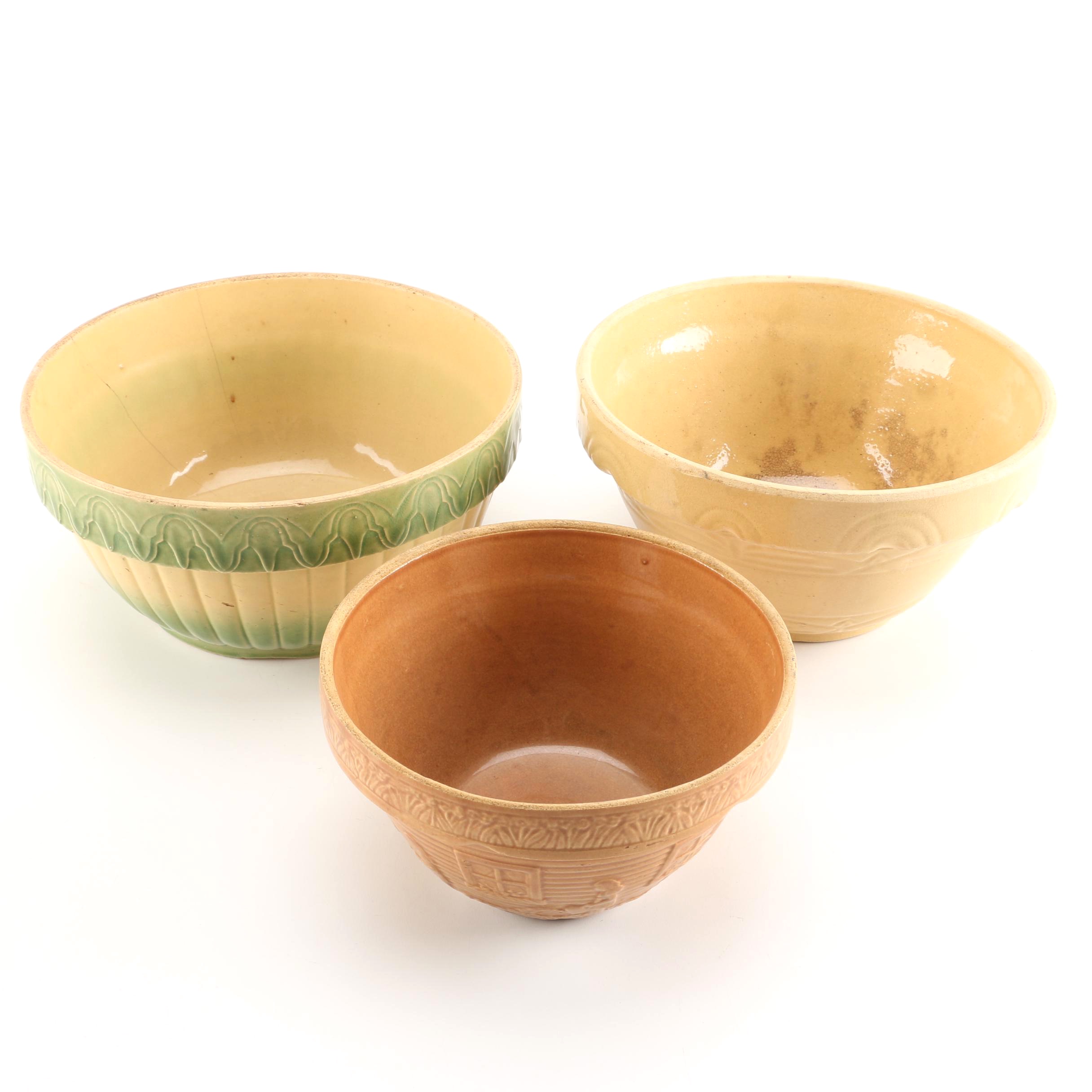 Terra Cotta and Yellow Ceramic Bowls and Planters
