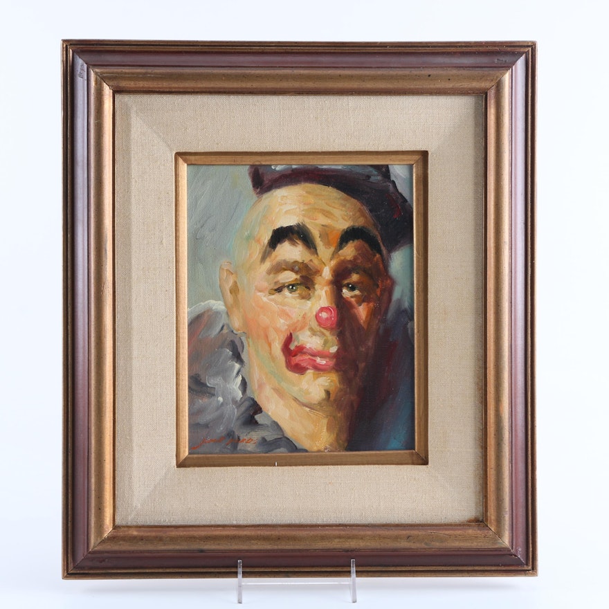 Jack Fords Original Oil on Canvas Painting of Clown