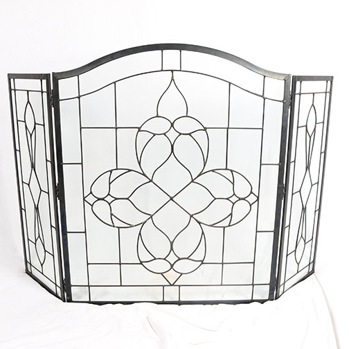 Leaded Glass Fireplace Screen