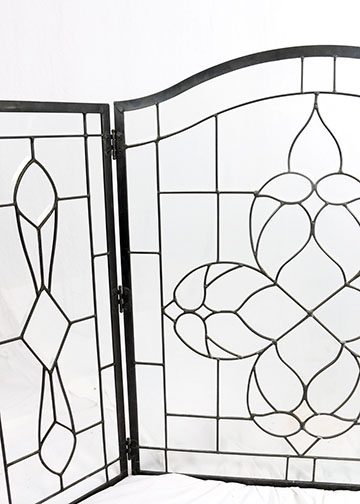 Leaded Glass Fireplace Screen