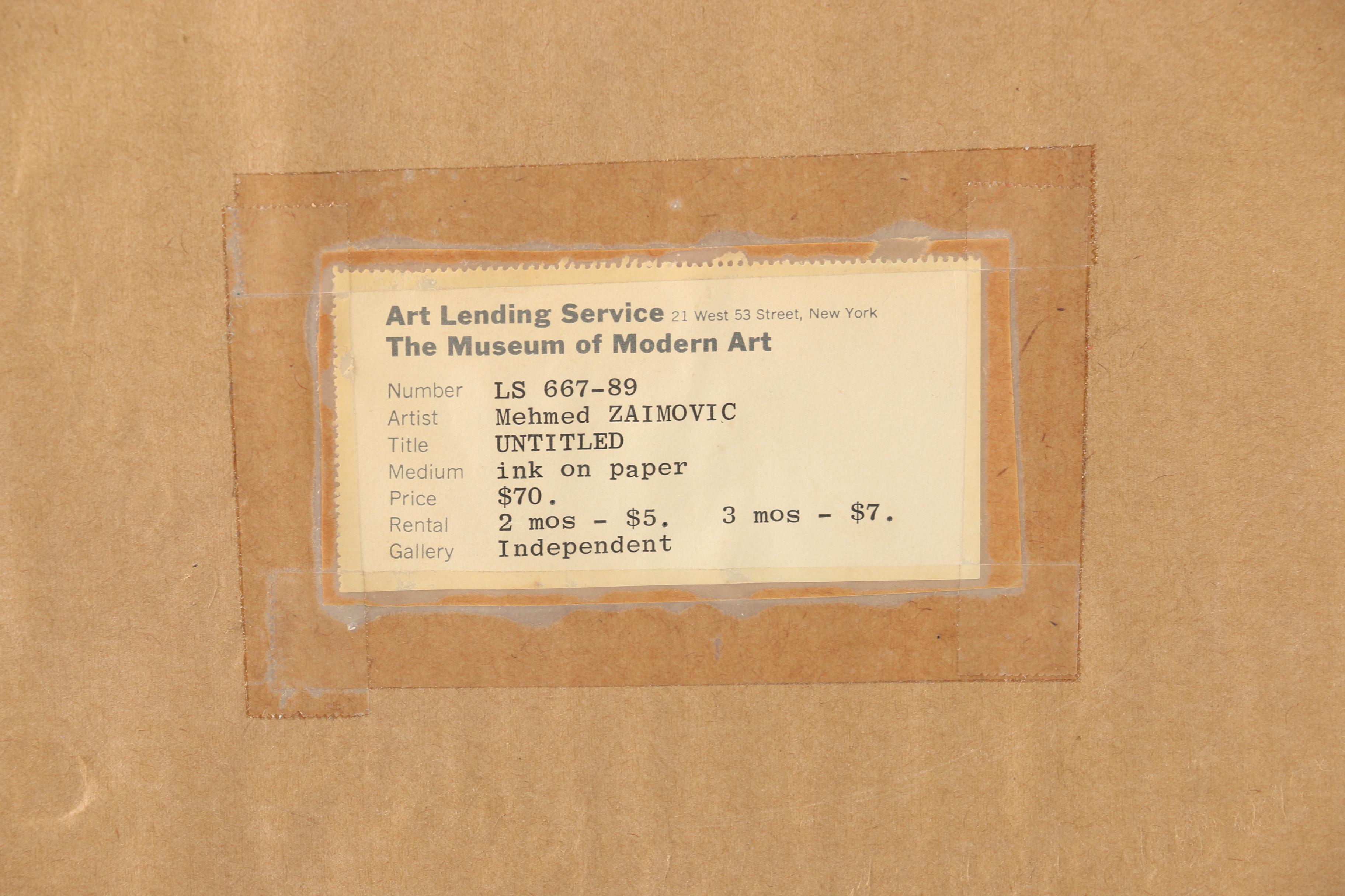 Mehmed Zaimovic Untitled Ink on Paper Print