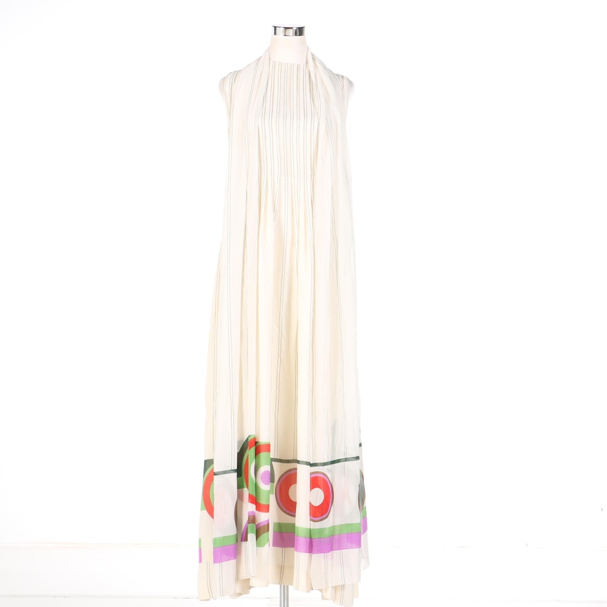 Vintage Pauline Trigère Silk Crepe Dress and Scarf