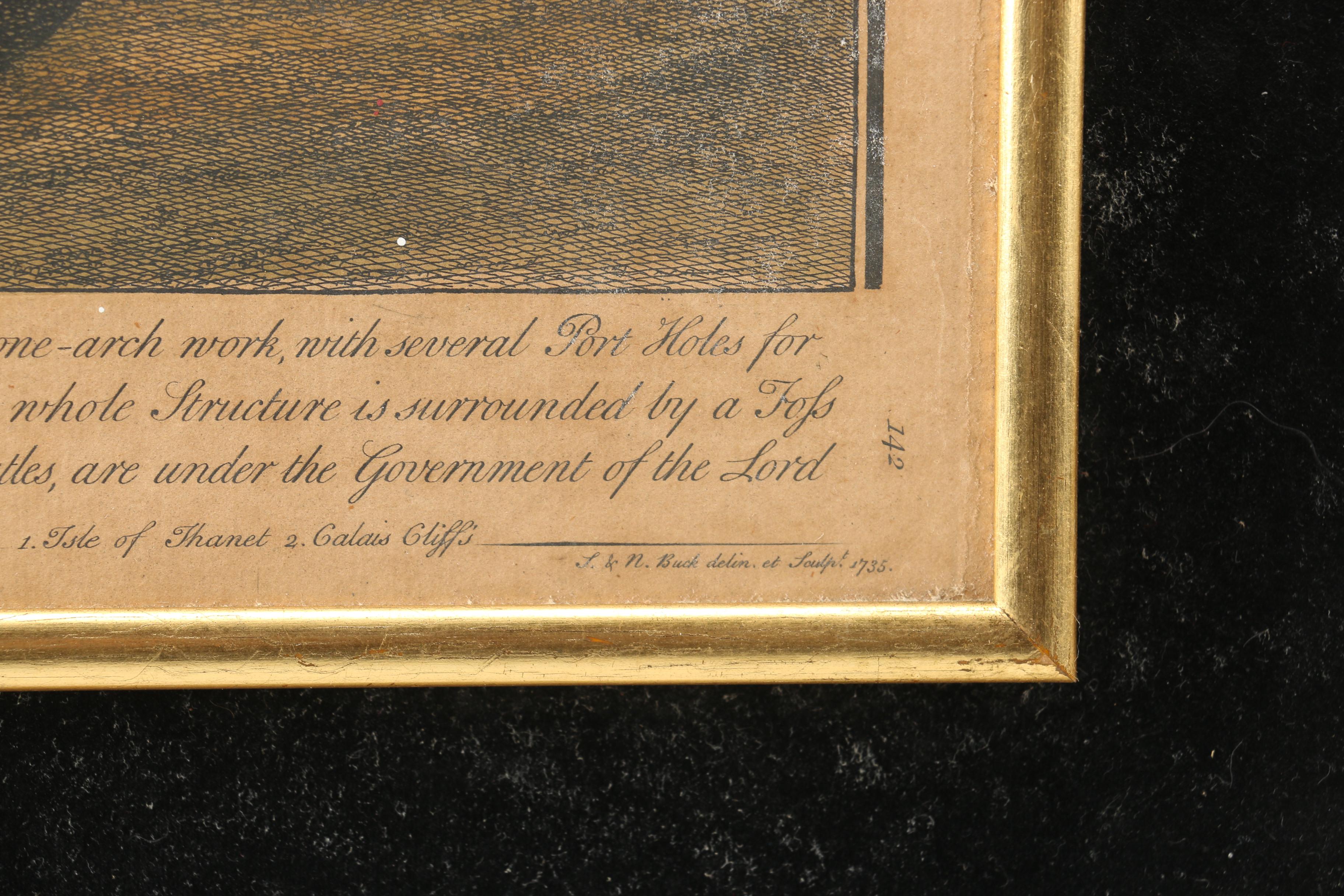 Buck Hand-Colored Engraving "The South View of Sandown-Castle, In the County of Kent"