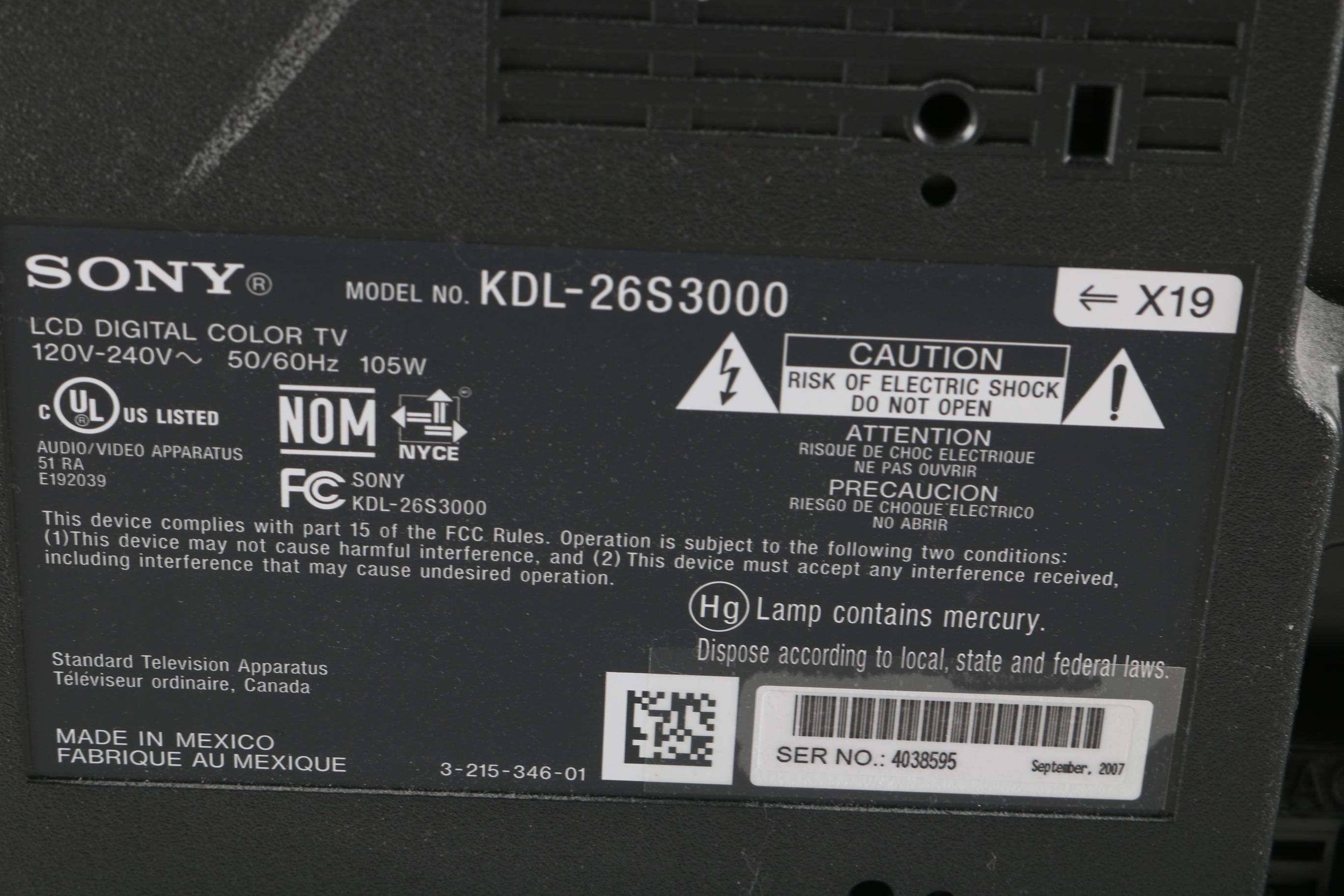 26" Sony Bravia LCD Television