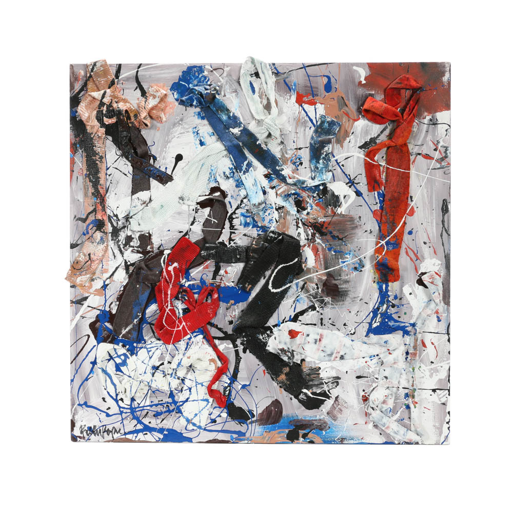 Robbie Kemper Original Mixed Media Acrylic on Canvas "Drip Ties"