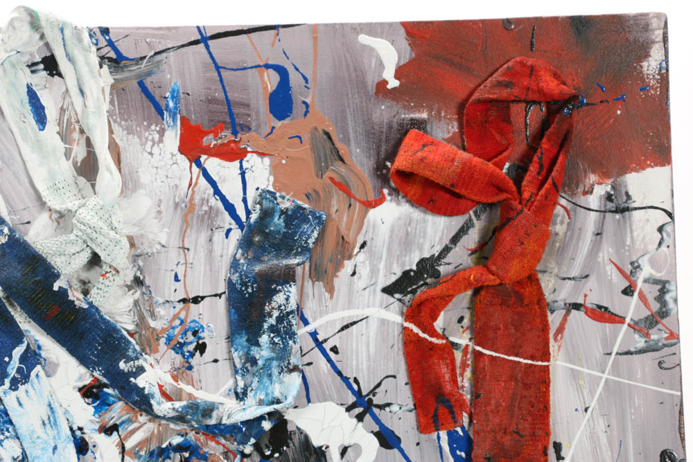 Robbie Kemper Original Mixed Media Acrylic on Canvas "Drip Ties"