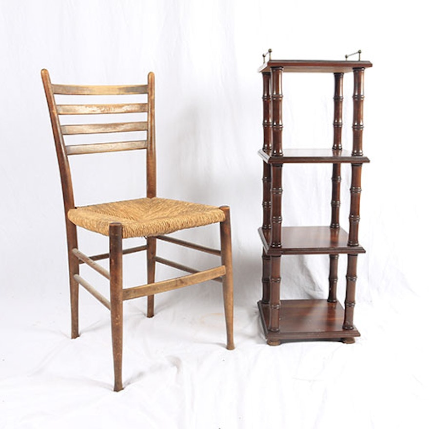 Ladderback Chair and Plant Stand