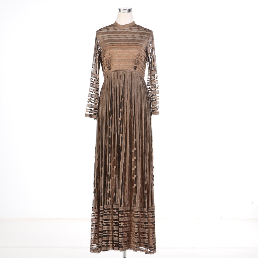 Vintage Couture Alfred Bosand Bronze Evening Gown