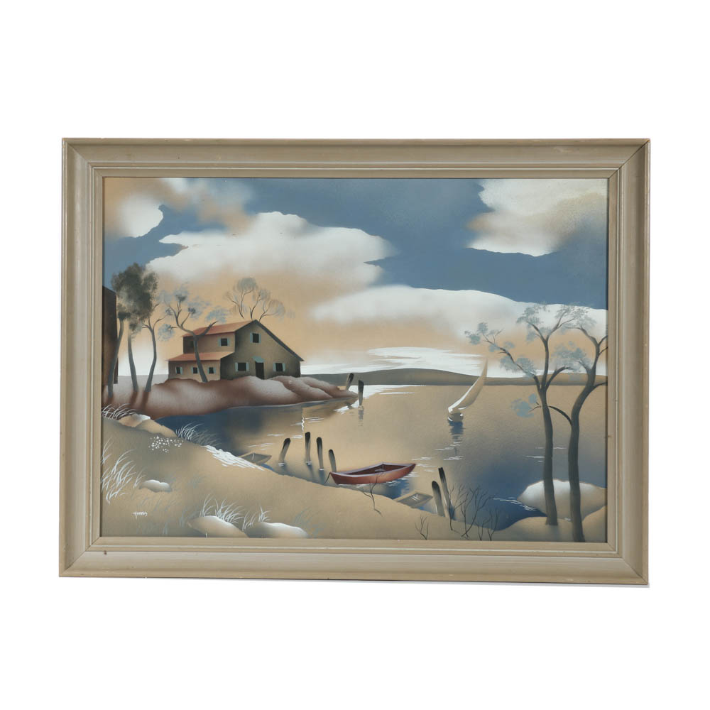 Benjamin Harris Original Signed Airbrush and Gouache Painting